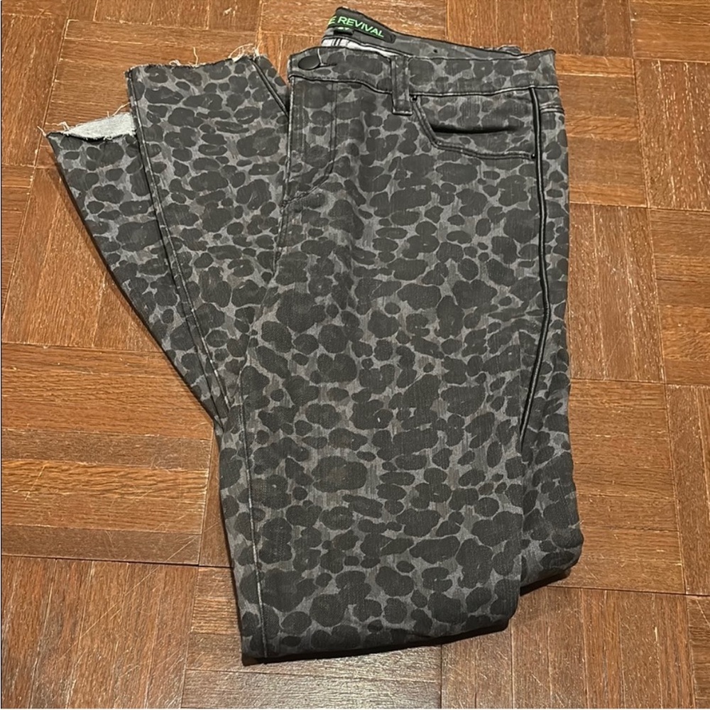 Revival Women's Charcoal Leopard Print Jeans